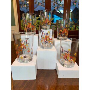 Vintage Flower Pedal Juice Glasses.